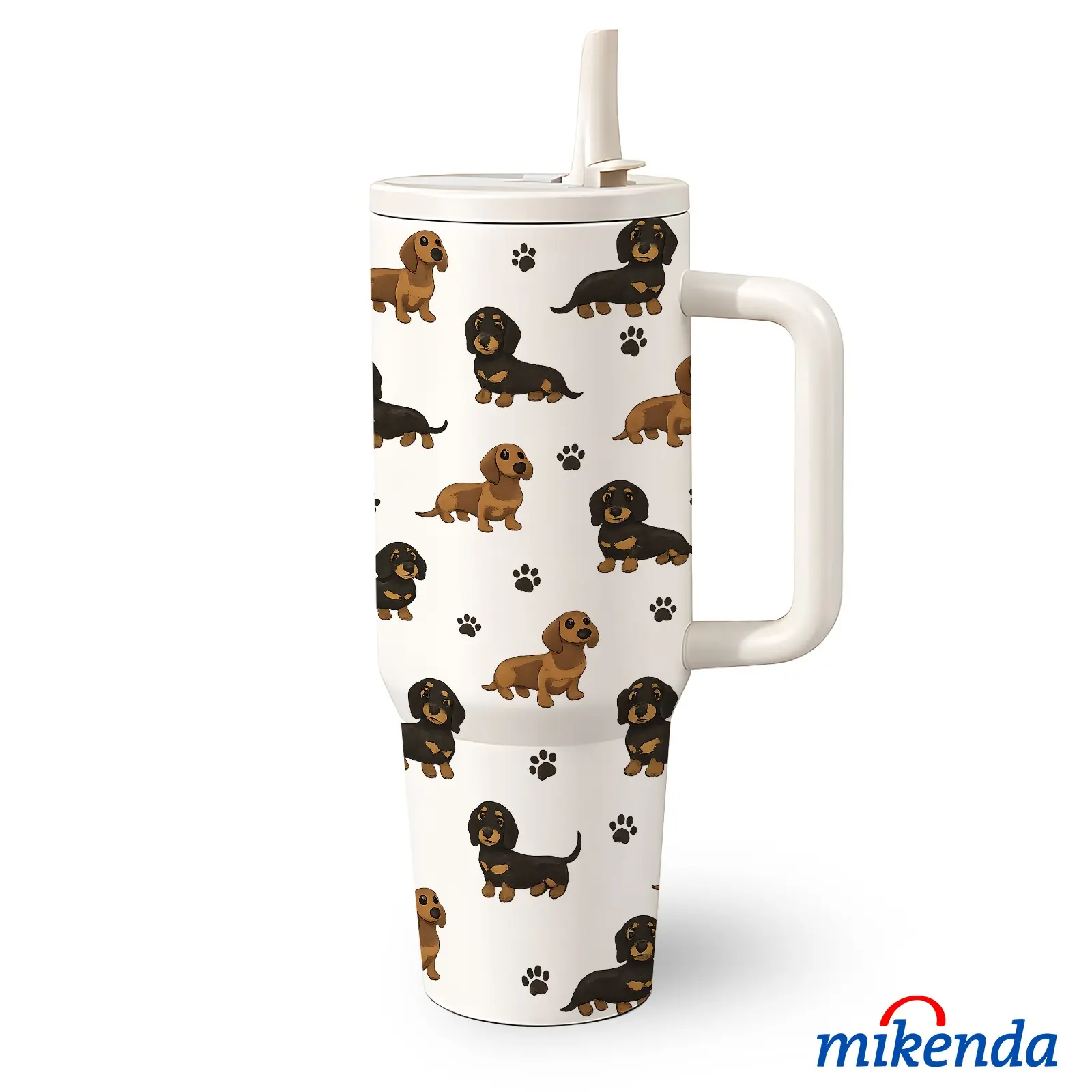 1 Pc 40 Oz Stainless Steel Water Cup with Handle and Folding Straw, Dachshund Pattern Design, Double Wall Insulated Thermal Mug, Tumbler, Hot 12H / Cold 24H, Drinkware, Insulated Cups, Mother’s Day Birthday Holiday Gift for Dog Lovers and Friends