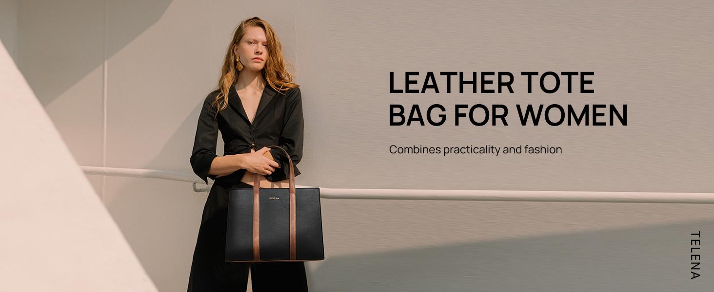Telena Leather Tote Bag for Women Crossbody Tote Purse Handbag Womens Tote Bag with Compartments and Adjustable Strap Commuting bag