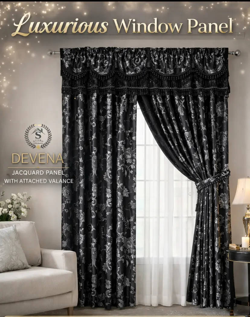 DEVENA JACQUARD ONE PANEL WITH ATTACHED VALANCE