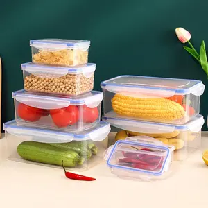 NoEnName_Null FM-SM11465 Plastic Kitchen Refrigerator Storage Box with Lid Microwave Heating Lunch Box for Food Preservation Organization Leakproof Thermal Insulation Eco-Friendly Microwavable