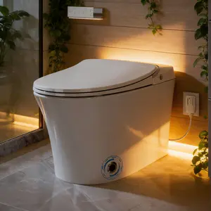 Luxury Elongated Bidet Smart Toilet, Warm Water & Dryer, Heated Seat, Remote Control, Led Night Light, Power Outage Flush, Soft Close Cover