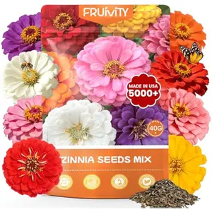 Zinnia Seeds for 2026 Planting, 5000+ Flowers Seeds, 7 Vibrant Colors Mix & Large Bloom, Non-GMO Heirloom Wildflower Seeds for Pollinator Garden Outdoor Borders, Easy to Grow Annual Flowers