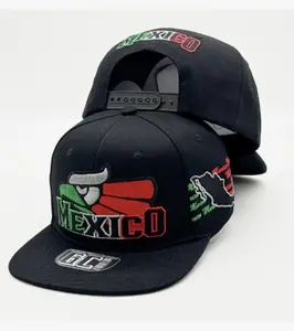 Mexico Eagle Black Snapback Hat – Flat Bill Cap | Embroidered Mexico Eagle Streetwear Hat