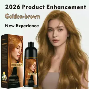 2026 Trend Hair Dye Shampoo 3-in-1 Herbal Color-Protecting Shampoo Unisex Hair Dye Shampoo Suitable for Gray and Dark Hair Four Long-Lasting Shades: Burgundy · Chestnut Brown · Golden Brown · Jet Black Comprehensive Coverage