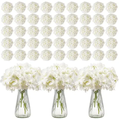 VEVOR Artificial Flowers,  305 pcs Real Looking White Silk Fake Hydrangea Bulk, White Faux Bridal Shower with Stems for DIY Wedding Bouquets, Home Centerpieces Arrangements, Party Tables Decorations#SohoChic