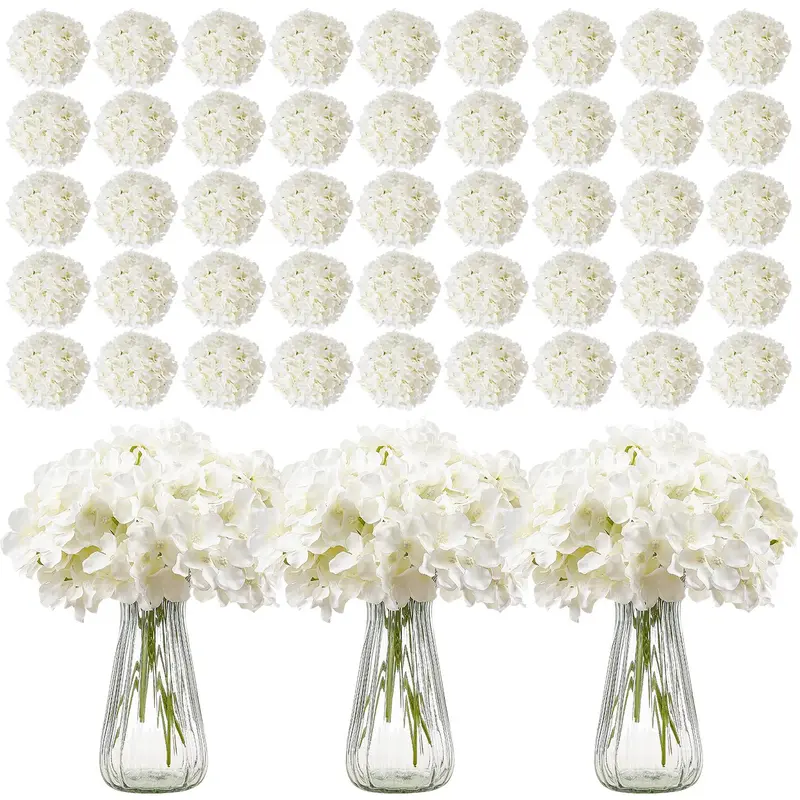 VEVOR Artificial Flowers, 305 pcs Real Looking White Silk Fake Hydrangea Bulk, White Faux Bridal Shower with Stems for DIY Wedding Bouquets, Home Centerpieces Arrangements, Party Tables Decorations#SohoChic