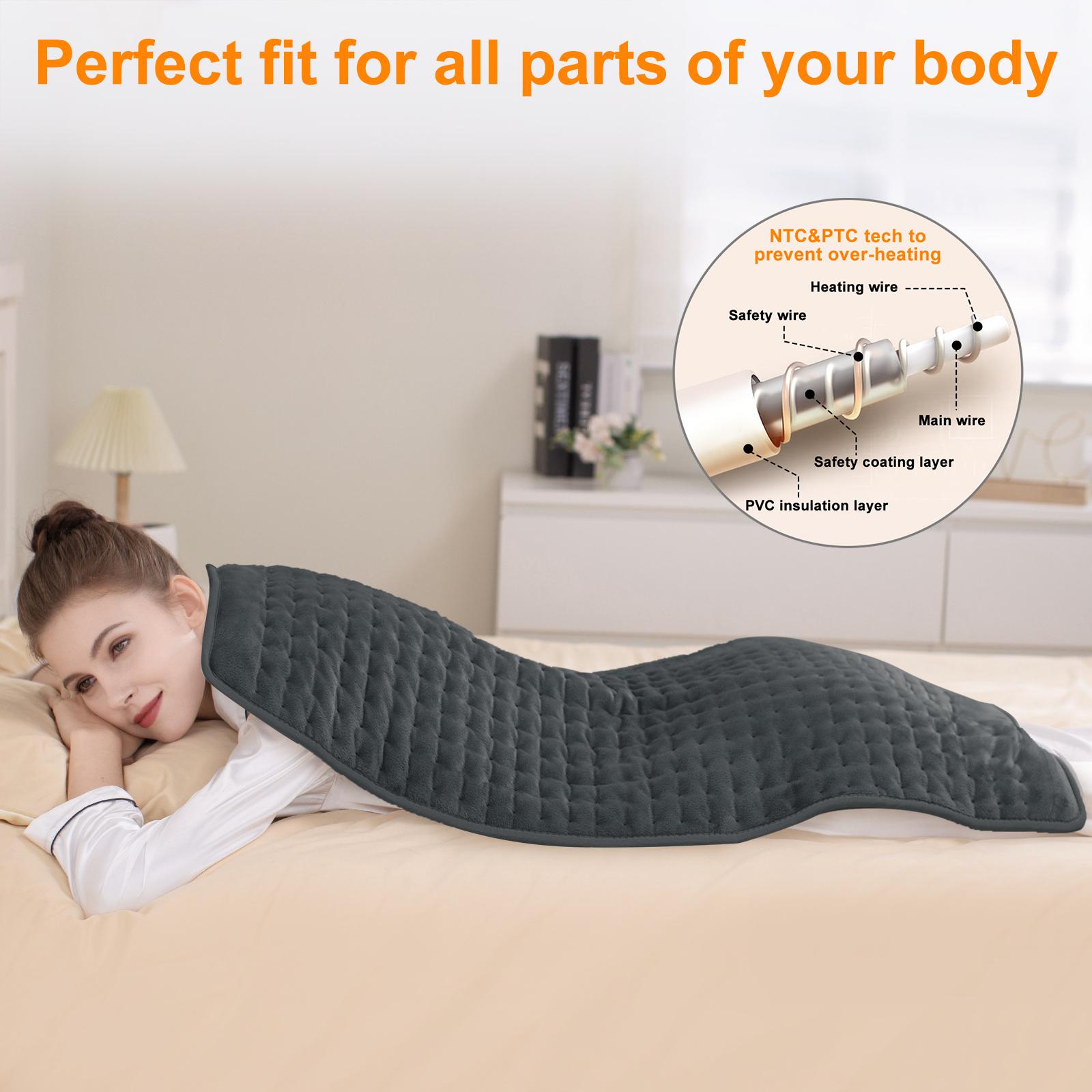 Dark Color Heating pad, size 40in×20in, 33in×17in, 24in×12in, 6 temperature levels and 4 time settings, portable, back, neck, shoulders and legs heating, machine washable, perfect holiday gift for men, women, parents, Christmas gift