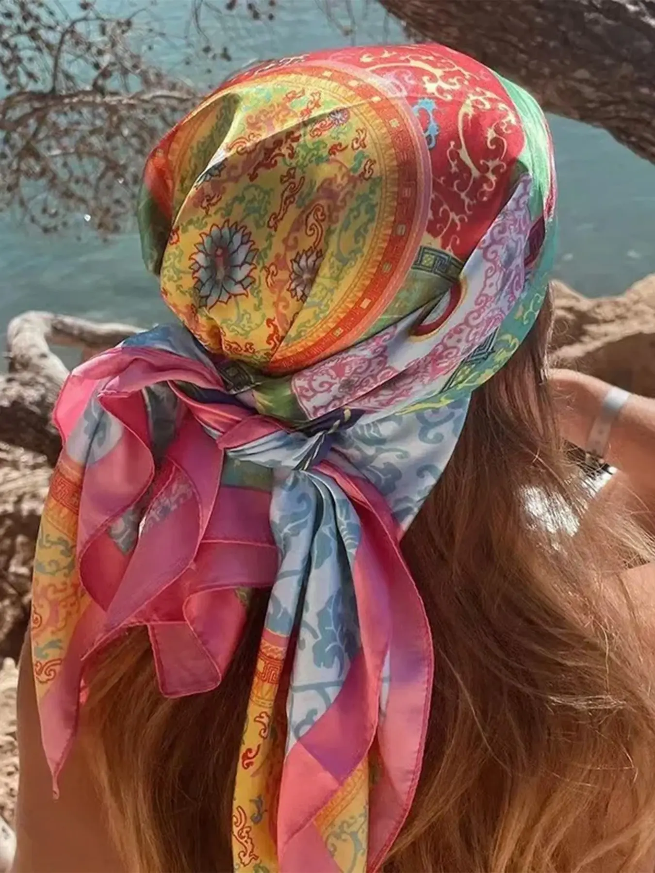 Minimalist Printed Satin Scarf, Boho Style Scarf, New Spring Fashion Accessory, Versatile Use as Waistband, Bag Decoration, Ribbon, Headband, Ideal for Women, Versatile Headscarf