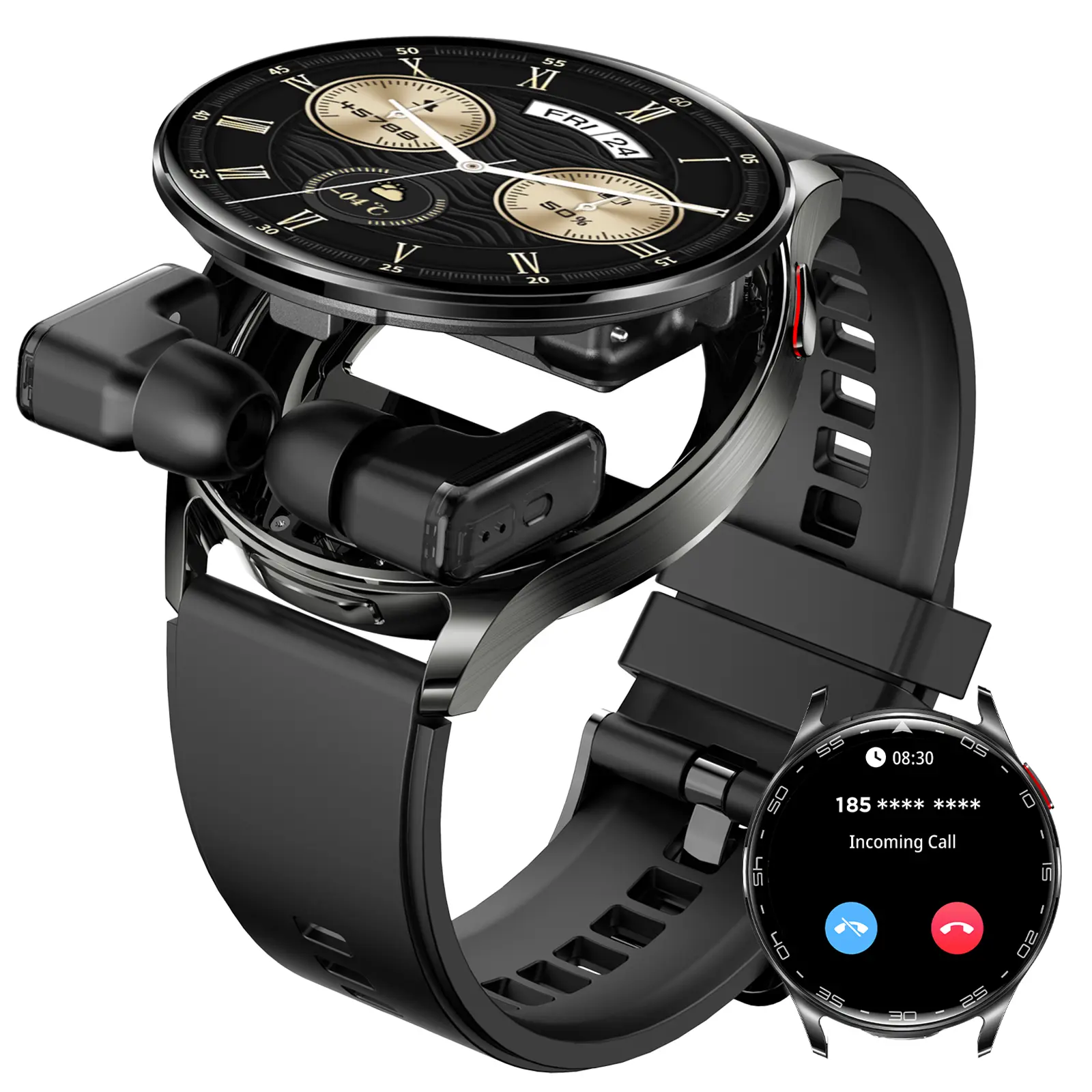 JELLOO T97 Wearable Wireless Smart Watch with Magnetic Bluetooth Earphones - Silicone, Metal & Plastic Smart Wearable Devices, 100+ Sports Modes, Call Receive, Music Playback, Step Counter, IPS Screen, Android Compatible, Adult Gift, Electronic Gadgets