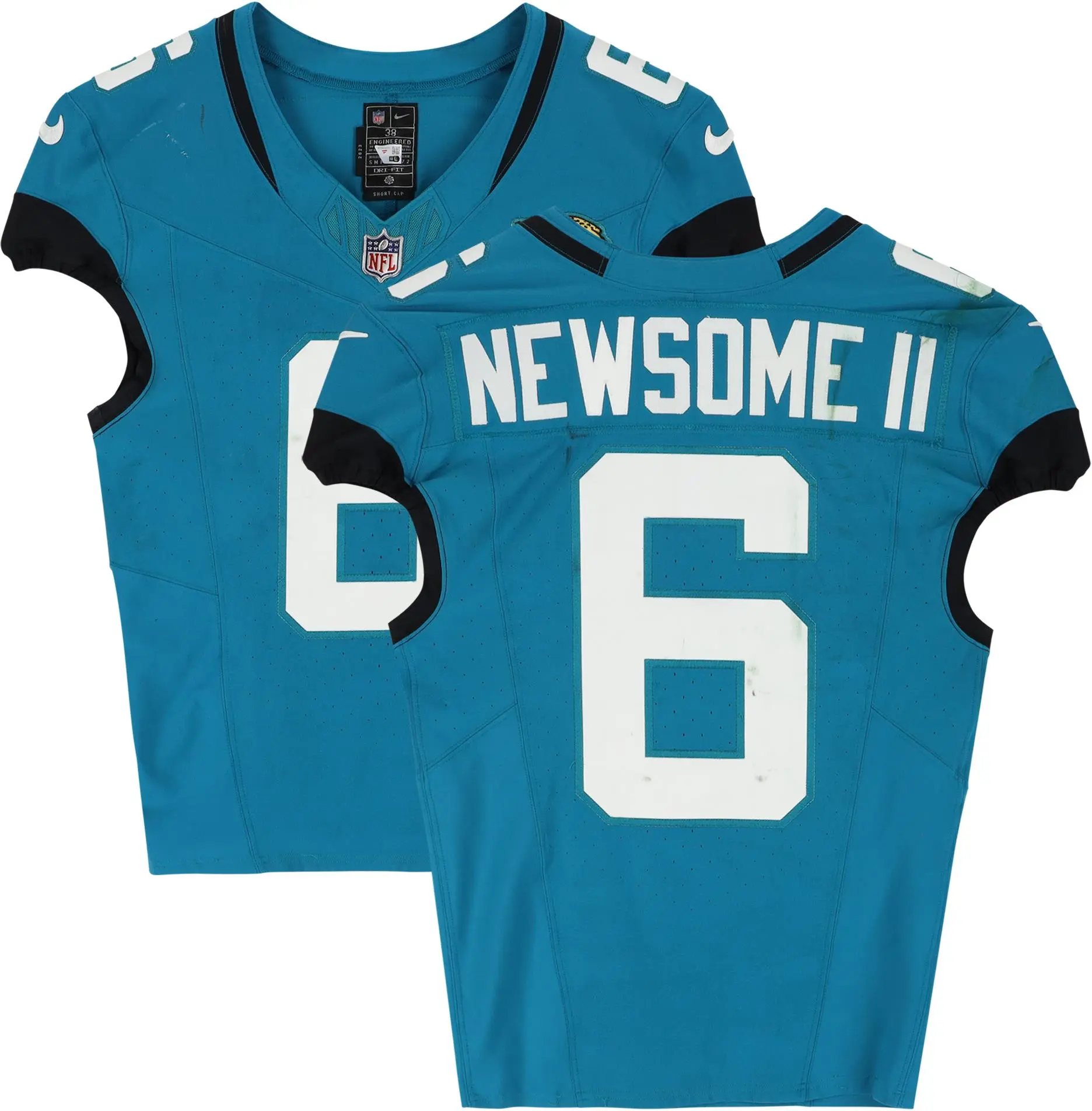 Greg Newsome II Jacksonville Jaguars Game-Used #6 Teal Jersey vs. New York Jets on December 14, 2025 - Fanatics Authentic Certified