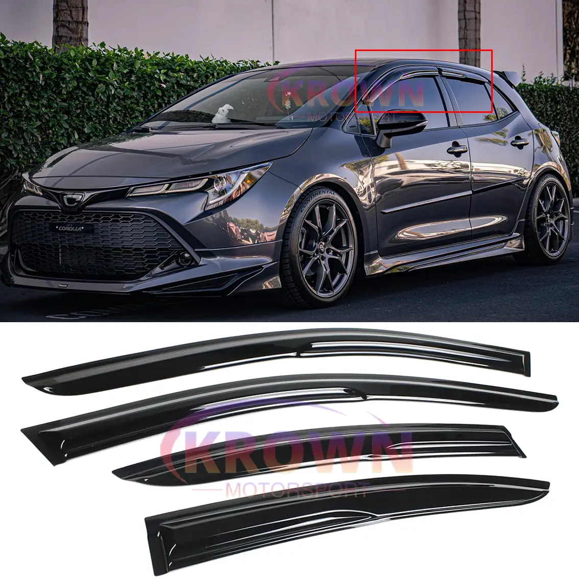 FITS 2019-2026 TOYOTA COROLLA HATCHBACK JDM MUGEN STYLE WINDOW VISOR RAIN GUARD VENT DEFLECTOR