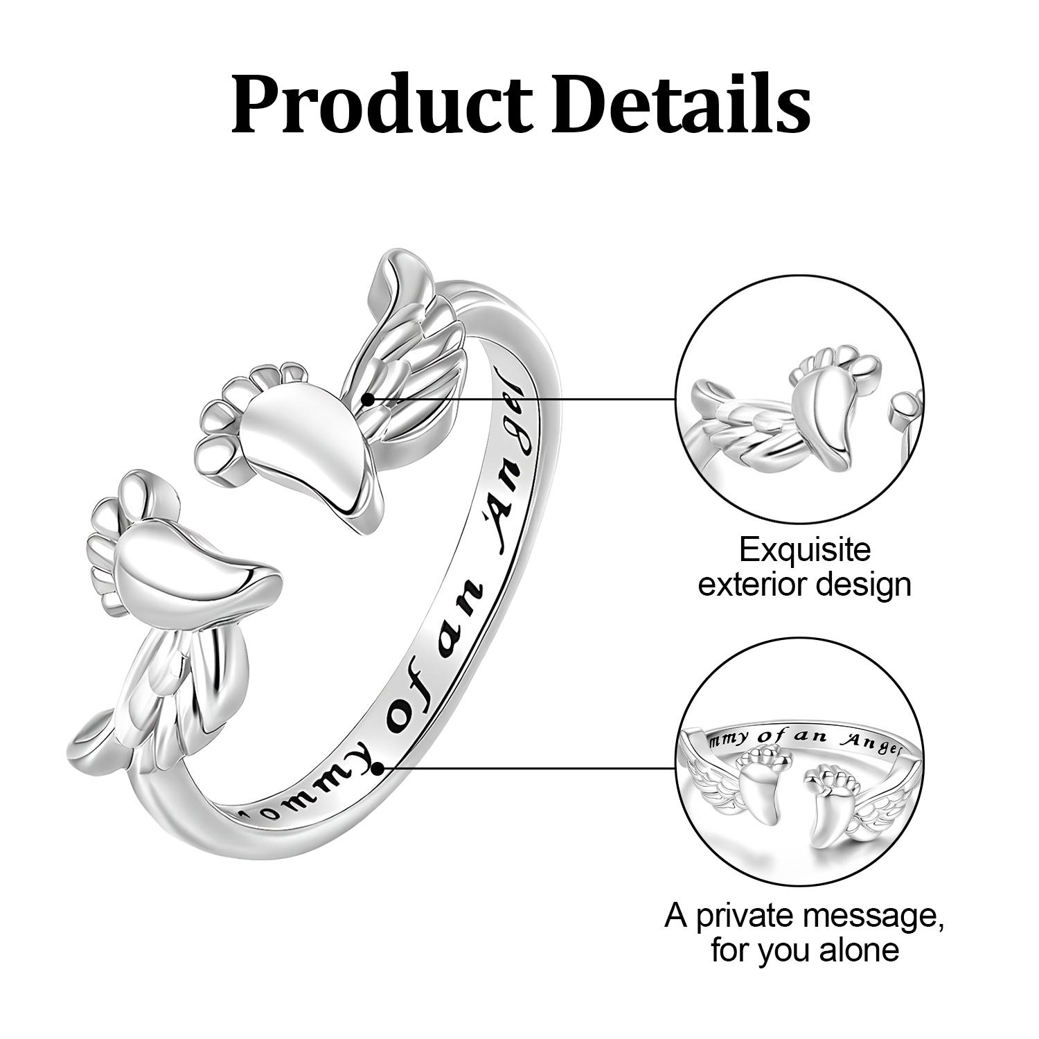 Adjustable Letter & Wing Ring | Personalized Angel Cuff Ring for Daily Wear