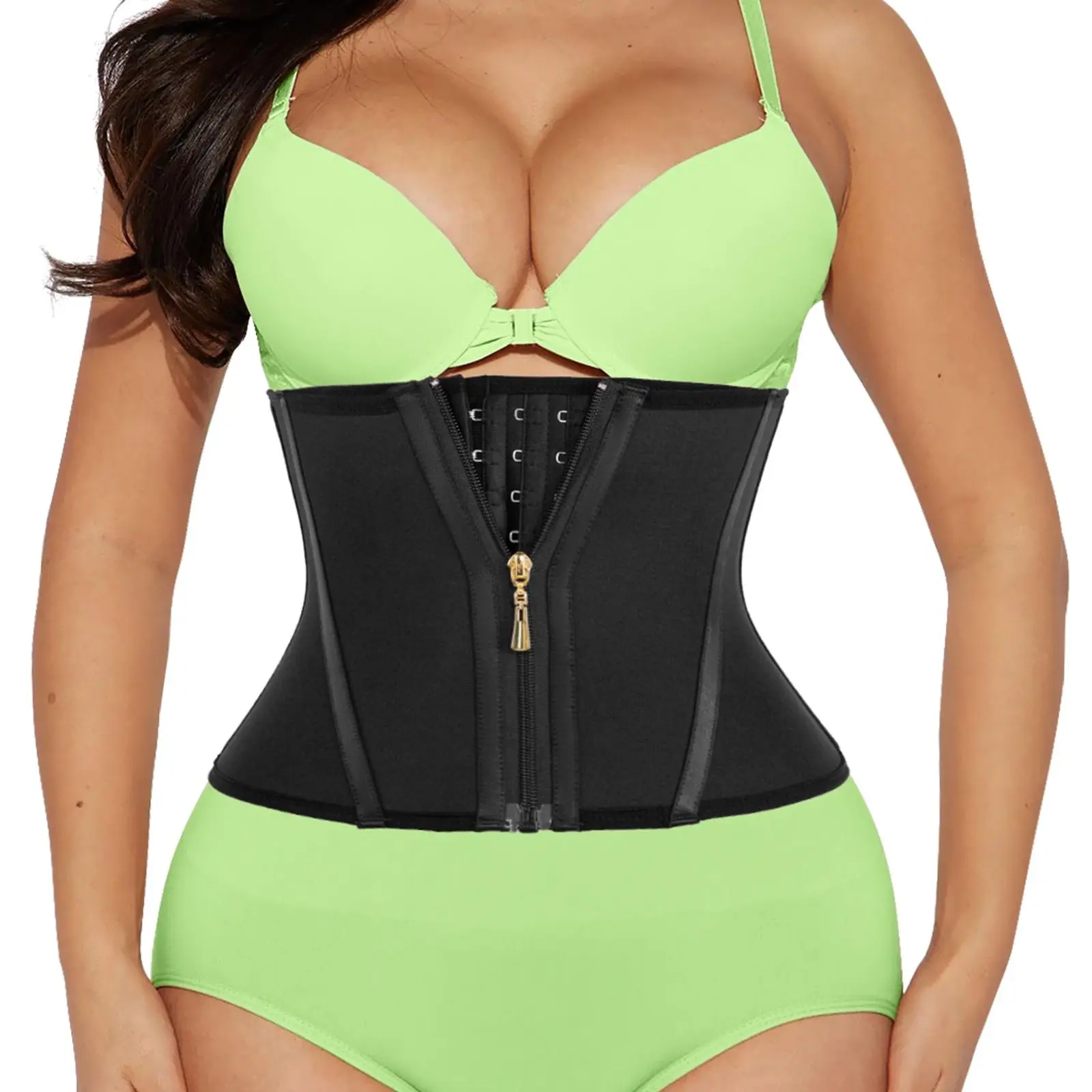 Women's Short Torso Waist Trainer, 11.5-inch Tummy Control Corset with Zipper & Adjustable Hooks, Stomach Shapewear Girdle for Back Support, Stomach Shapewear Underwear, Shaper Waist Trainer