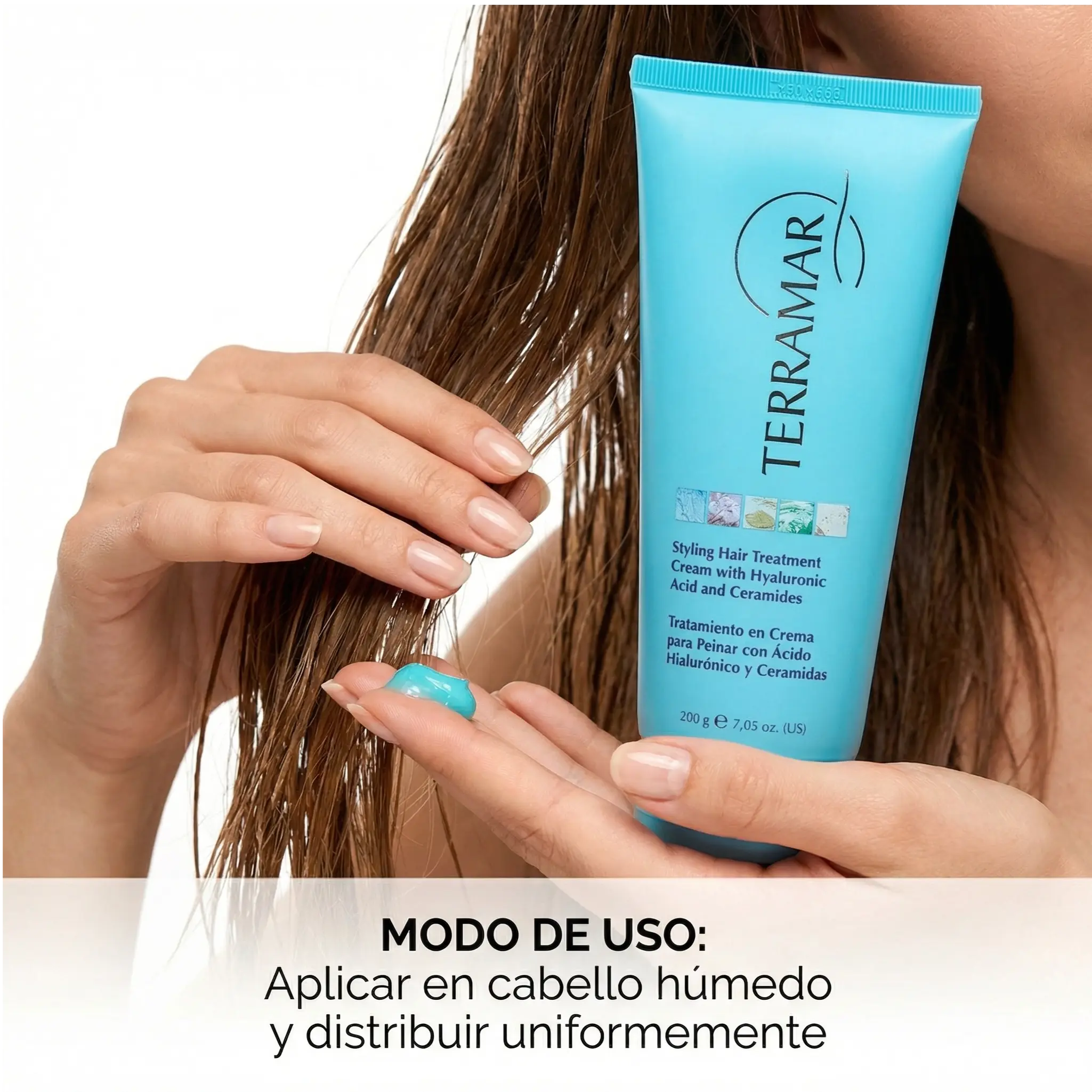 Terramar Hydrating Styling Cream - Nourishing Hair Treatment with Hyaluronic Acid & Ceramides for Enhanced Elasticity & Softness, Hydrate, Moisturizing, Glycerin