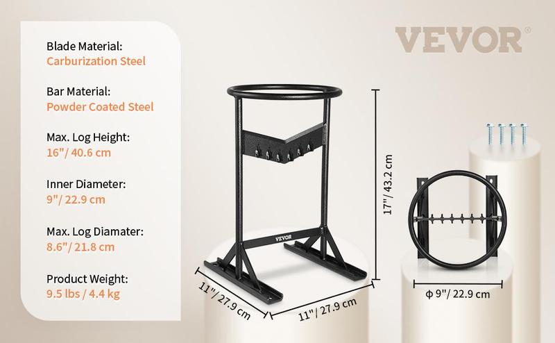 VEVOR Firewood Kindling Splitter, 9''x17'' XL Wood Splitter, Unique V-Shaped Finger-Safety Blade, Manual Log Splitter for Wood Splitting, Heavy Duty Strong Steel Structure & Stability, Log Splitter