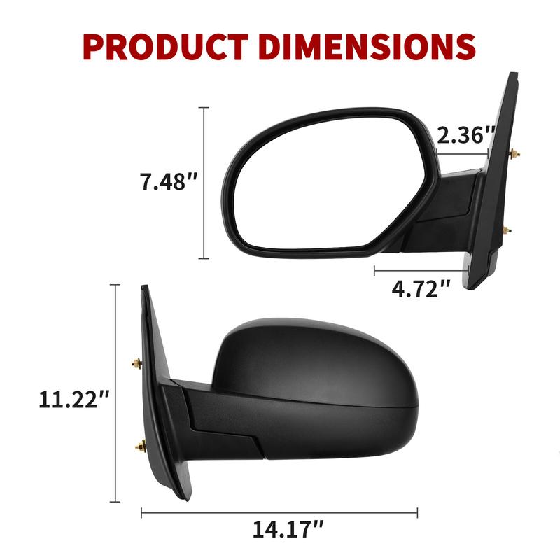 【Springtok】YITAMOTOR Right/Left Passenger Side Mirror Compatible with 08-14 Silverado Sierra 2500 3500, 07-13 Silverado Sierra 1500, Manual Folding Black