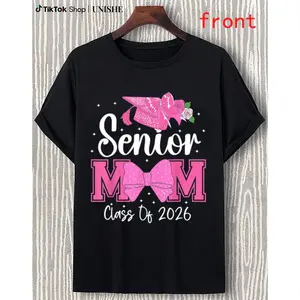 Soft Pink Graduation T-Shirt for Senior Moms – Class of 2026 100% Cotton Tee