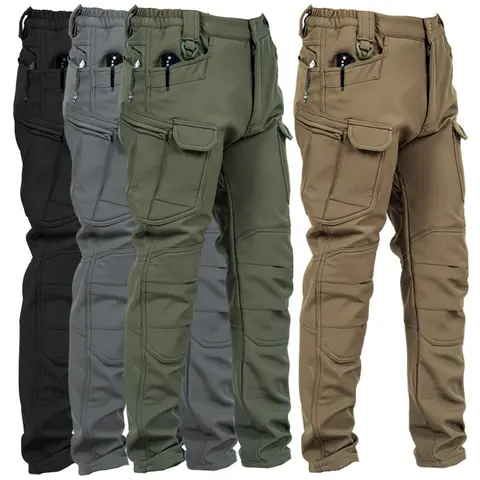 Men's Tactical Fit Cargo Pants - Warm Fleece-Lined Thermal Thick Trousers with Multiple Pockets, Casual Comfy Trouser for Hiking, Work, Outdoors, Track Walking, Men's Work Pants, Machine Washable Black Bottoms,outdoorfun