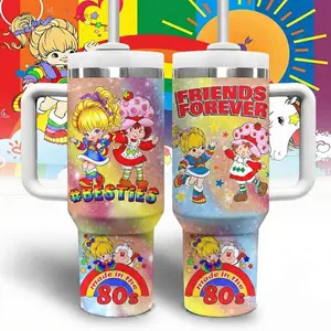 Strawberry Shortcake And Rainbow Brite Cartoon Custom Cup 40 oz 20 oz Tumbler With Handle