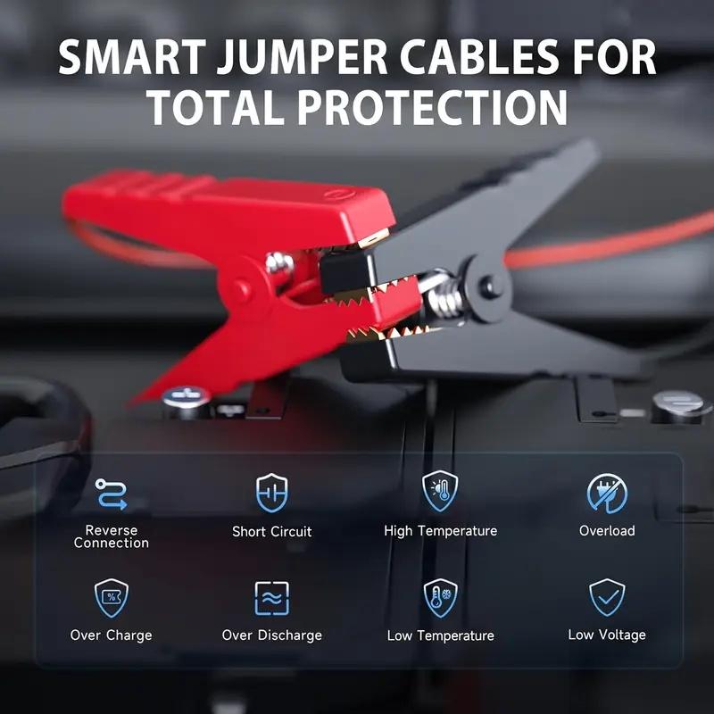 1pc 5-in-1 Jump Starter with Air Compressor Peak Power, 150PSI Digital Tire Inflator, ABS Material, USB Rechargeable, for Gas/Diesel Vehicles, Portable with LED Emergency Lighting, Auto Shut-Off, Tire Pressure Detection & Adjustment, Quick Charge