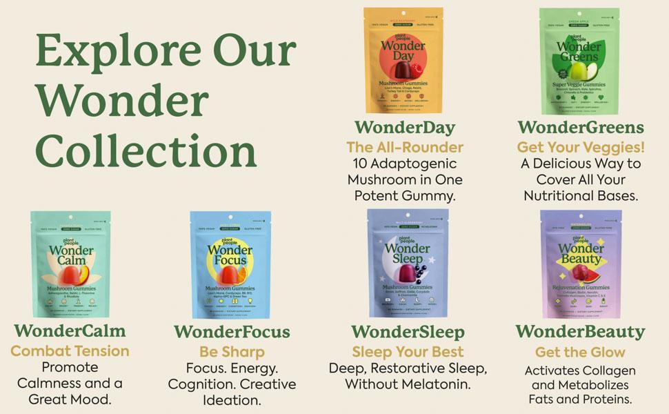 WonderFocus Mushroom Gummies by Plant People - Zero Sugar, All Natural, Focus & Cognition Gummy Supplement - Jitter Free Healthcare Dietary