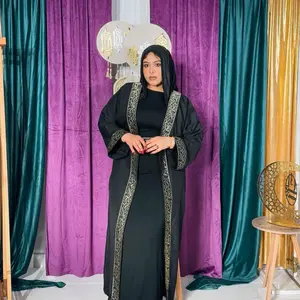 Black Kaftan with Gold Arabic Embroidery