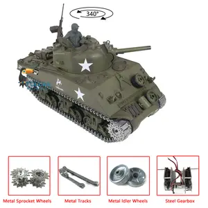 2.4G Henglong 1/16 Scale 7.0 Upgraded M4A3 Sherman RTR RC Tank 3898 Metal Tracks