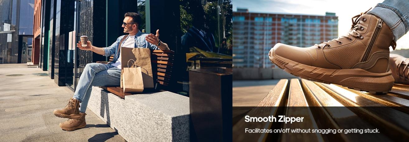 NORTIV 8 Men's Military Tactical Boot Lightweight Comfortable Boots for Work All Day Side Zipper Motorcycle Combat Hiking Boots 8 Inches Metrostrike Outdoor Footwear SpringStatements