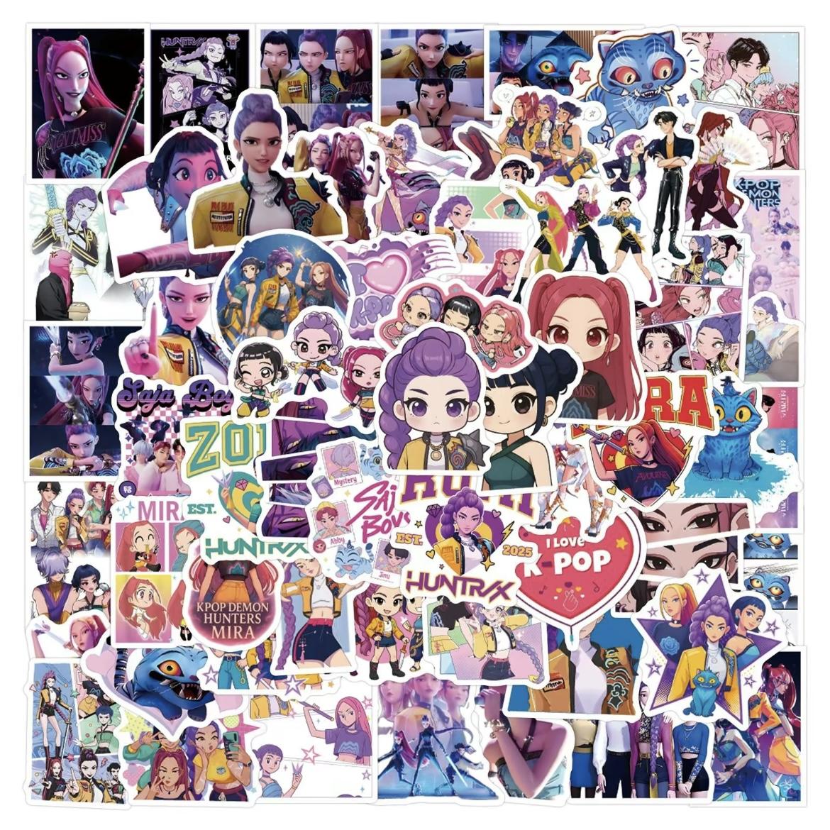 60-50 Pcs Cool Anime Graffiti Stickers Set, DIY Phone Case Laptop Skateboard Luggage Decals, Trendy Cartoon Character Designs, Waterproof Vinyl Stickers for Teens