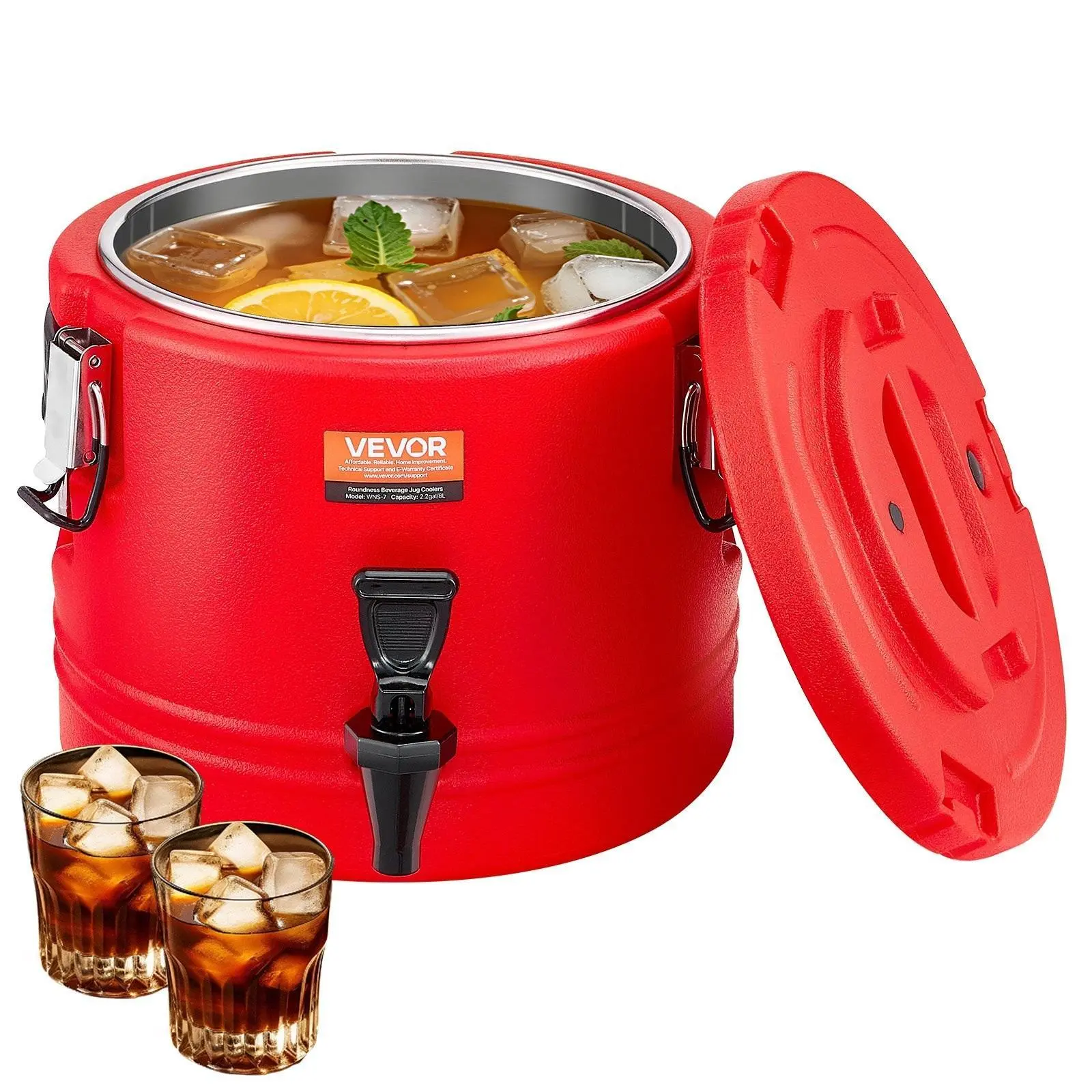 【Summerfinds】VEVOR Durable 304 SS Insulated Beverage Dispenser, 2.2 Gal/8L Thermal Hot/Cold Drink Server with Spigot, Food-Grade Cooler Jug for Coffee, Restaurants, Outdoor Use, Heat Resistant