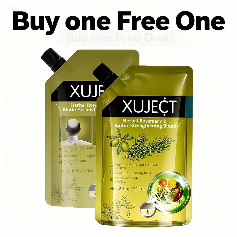 XUJECT Herbal Rosemary & Biotin Hair Strengthening Shampoo 210ml Nourishes Thickens Hair 8 Plant-Derived Actives Sulfate-Free Daily Care Buy 1 Get 1 Free Nourishing Haircare Cleanser