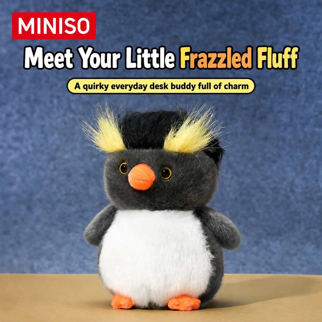 MINISO Frazzled Goose Plush Doll - Unisex Stuffed Animal with Cute Look & Goose Shape, Playful Decor for Ages 12+, Collectible Desk Gift Toy, Soft Plush