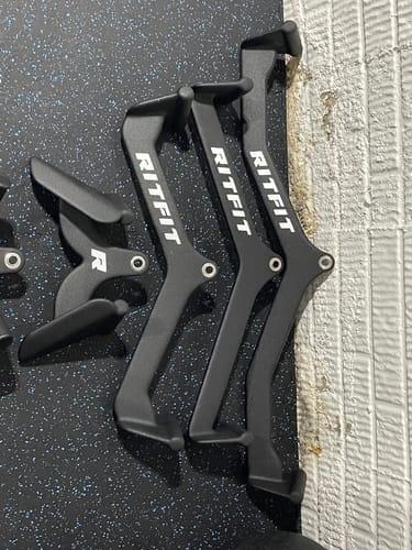 RitFit 5pcs Lat Pulldown Bar Combo - Classic Black Home Gym Equipment with Ergonomic Dip Coating & High-Quality Stainless Steel Construction(Black/Pink)