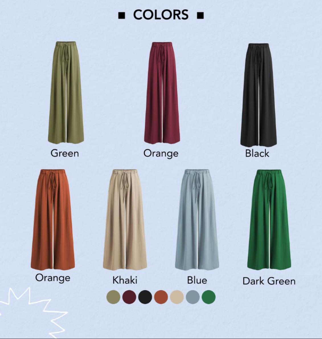 Cider [7 colors, size 0-26] Drawstring Flowy Wide Leg Pants