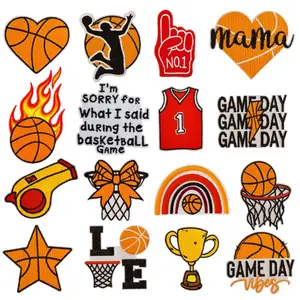 Basketball Sports Game Day Trophy Iron-on Sew Embroidery Badge Patches DIY T-shirt Hat Backpack Clothing Appliques Sticker