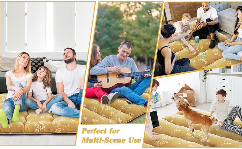 Garvee Japanese Futon Mattress, Twin Size Futon Floor Mattress Japanese Style Floral Pattern Mattress for Floor, Tatami Mat, Sleeping Mattress Pad for Camping Travel, Flowers Yellow