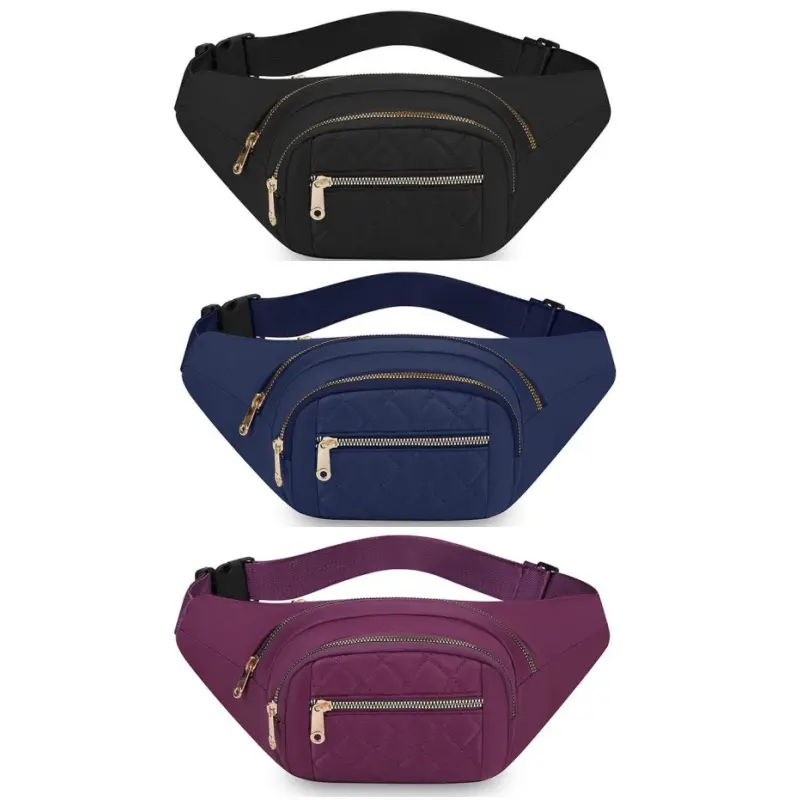 3pcs Double Zip Fashion Ladies Waist Bag/ Crossbody Bag, Made of Durable Nylon Material, with a Crossbody Design for One Shoulder, an Outdoor Simple Running Bag, and a Casual Multi-functional Waist Bag