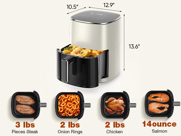 12-in-1 Air Fryer 6.34 QT with Dishwasher Safe Parts — Roast, Crisp, Reheat & Dehydrate | Includes 20 Healthy Recipes