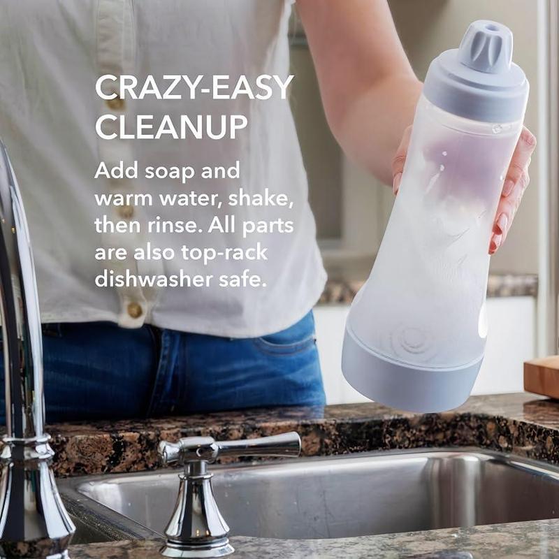 Pancake Batter Dispenser 2-in-1 Mixer Bottle with Stainless Steel Whisk Ball Easy-Pour Silicone Spout Reusable Kitchen Utensils for Pancakes Waffles Crepes and More - Smooth