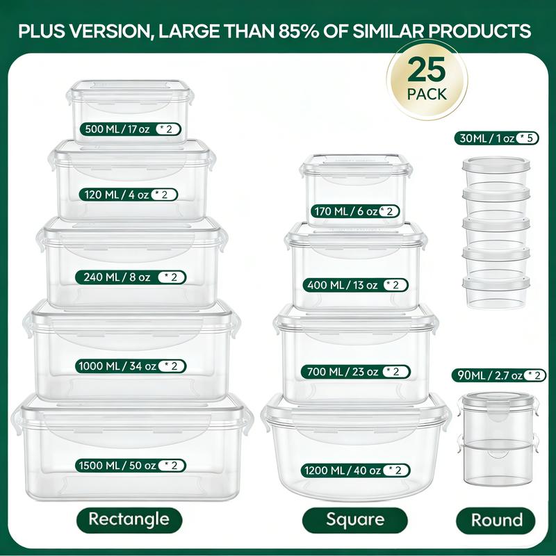 40/42/50/52 pcs Large Airtight Food Storage Containers & lids Reusable Leak-Proof Stackable BPA-Free Snacbox Containers, Kitchen, Utensils