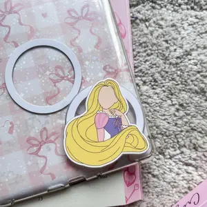Long Golden Hair Princess Phone Grip, Purple Dress Fairytale Phone Holder, Tower Maiden Acrylic Griptok, Magical Hair Character Accessory, Gift for Her, Cute Phone Stand