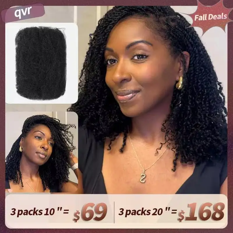 QVR Natural Black Afro kinky Bulk Hair Extensions For Braiding Dreadlock Human Hair #SummerWins #DealsForYouDays #SohoChic Campaign