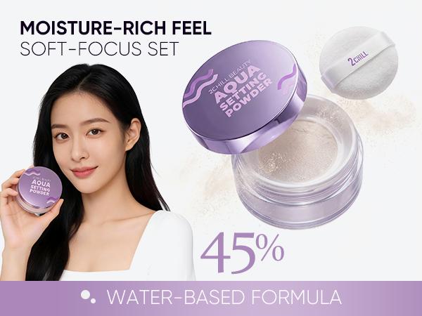 2CHILL Aqua Setting Powder – Korean Skincare Makeup, Lightweight Matte Finish Translucent Face Powder, Oil Control & Long-Lasting, Hydrating, Cosmetic