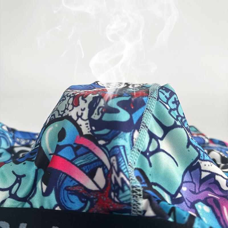 4-piece set of men's long printed boxer briefs, elastic and comfortable casual sports underwear, trendy graffiti-style prints, street style, breathable and thin fabric for sports, fitness, and daily wear Menswear Soft 4-piece set of men's long printed boxer briefs, elastic and comfortable casual sports underwear, trendy graffiti-style prints, street style, breathable and thin fabric for sports, fitness, and daily wear Menswear Soft