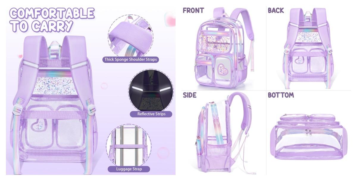Fimibuke Clear Backpack with Lunch Box & Pencil Case 3PCS Heavy Duty Transparent PVC Schoolbag Large Waterproof Bookbag for Travel School Concert Stadium Events Backpacks Fimibuke Clear Backpack with Lunch Box & Pencil Case 3PCS Heavy Duty Transparent PVC Schoolbag Large Waterproof Bookbag for Travel School Concert Stadium Events Backpacks