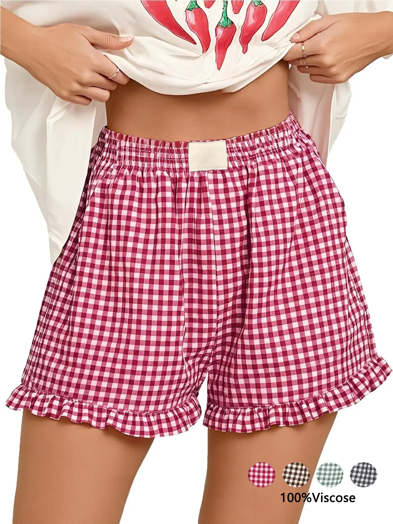 Women's Plaid Shorts Fashion Chic Casual Elastic Waist Pocket Sleepwear Breathable Versatile Loose Fit Short Pants Y2K Girl Leisure Shorts
