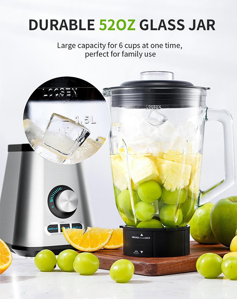 Blender Cup 1200W & Grinder Combo 30,000 RPM Powerful Motor Smoothie Kitchen Countertop Blender 1.5L Large Capacity Smoothie & Grinder Combo Crushes Ice for Cold Drinks, Fruit Purees, Milkshakes, Juices