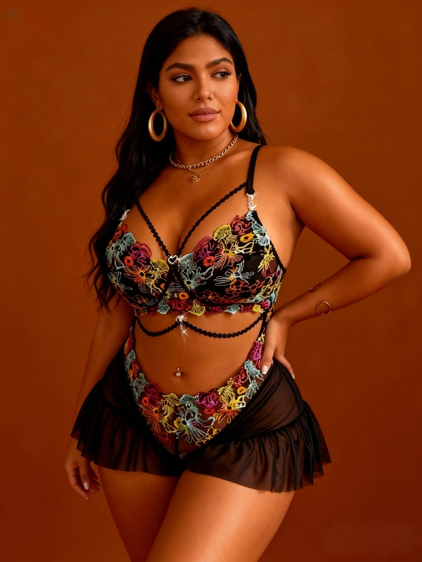 Women's Plus Size Floral Embroidery Valentine's Day Sleeveless Fitted Pajama Set - All-Season Comfortable Homewear Loungewear, Plus Size Lingerie, Polyester, Lingerie Set, Valentines Day, Pajamas Set