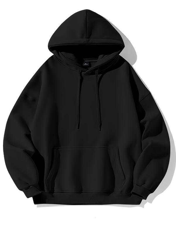 Men's Thick and Soft Hooded Sweatshirt - Solid Color Casual Pullover, Comfortable for Outdoor and Everyday Wear in All Seasons, Adjustable Drawstring Design, Loose Fit | Solid Color Hooded Sweatshirt | Soft Texture Sweatshirt