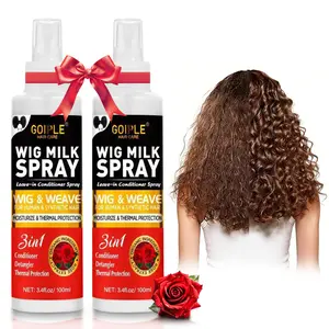 Wig Rose Milk Spray Wig Spray for Synthetic Hair, Leave-In Conditioner Spray for Hair Wigs, Conditioner ＆ Detangler 2 in 1 Moisturize Spray, Hydrates & Replenishes Synthetic Wigs Easy Combing (3.4 fl oz)